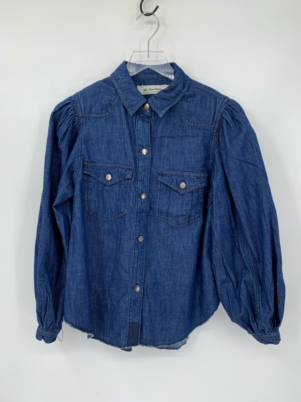 We The Free People Chambray shirt Western blue denim puffed full sleeve new XS